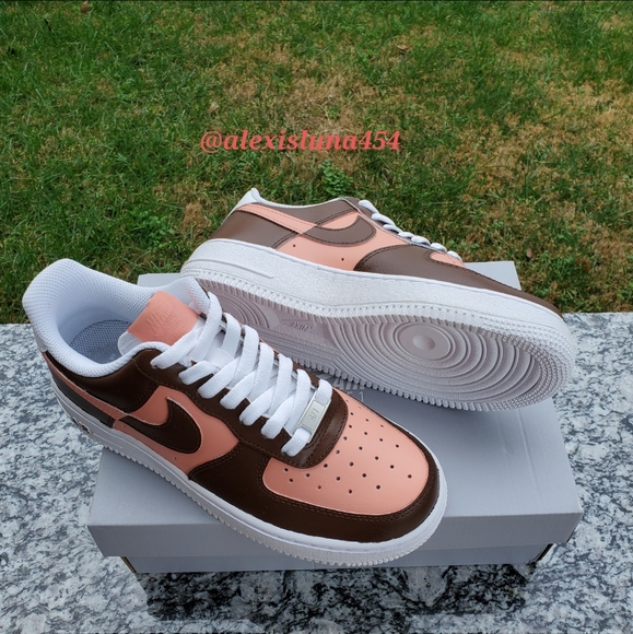 Custom Nike Airforce 1 Peach/Brown 🤎🍑 - Picture 2 of 2